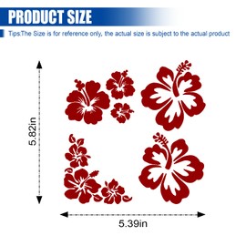 Hawaiian Hibiscus Flower Car Decal Sticker, Waterproof PET Decal, Car Bumper Sticker, Automotive Exterior Decoration Sticker Decal for Car, Truck, SUV, Door, Wall, Laptop (Red, 5.82”×5.39”)