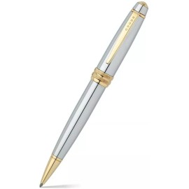 CROSS BAILEY MEDALIST 23KT GOLD AND POLISHED CHROME BALLPOINT PEN NEW $80 GIFT