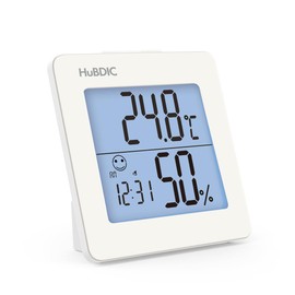 HuBDIC HT-1 Simple Digital Clock Thermometer/Hygrometer/Hygrometer/High Precision/Household Thermometer/Hygrometer/Room Temperature Meter/Small Tabletop Pet Reptile Wall Hanging Calendar with Alarm