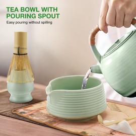 8 PCS Matcha Whisk Set, Matcha Tea Set with Bamboo Whisk and Ceramic Bowl, Scoop & Holder, Complete Matcha Making Kit, Reusable Matcha Making Kit for Traditional Tea Ceremony,Gift for Matcha Lovers