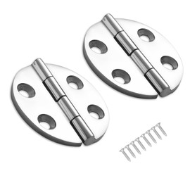 Heavy Duty Marine Boat Hatch Hinges, 316 Stainless Steel, 2.5-Inch Round Hinges for Cabinet Door with Screws (2-Pack)