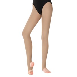 Dayrose Tan Stirrup Tights for Girls 4-5 Years, Ballet & Dance Tights, 60D, Gymnastic