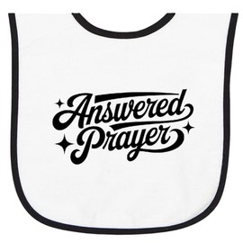 inktastic Answered Prayer Baby Announcement Baby Terry Cloth Bib White and Black 45bec