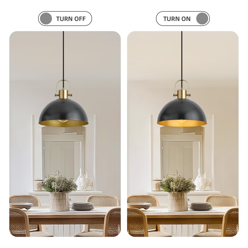 AURYNIX 12 Inch Farmhouse Pendant Lights, Black, 3 Pack