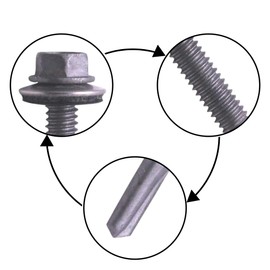 U-Turn Fasteners Self Tapping Screws - #12-24 x 1-1/2" Hex Washer Head Self-Drilling Tek Screw Zinc Plated Steel for Attaches Sheet Metal Steel or Steel to Metal with Rubber Washer | (Pack of 50)