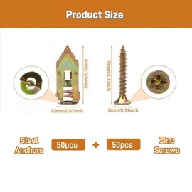 Plasterboard Anchor, Self Drilling Plasterboard Anchor & Screw Kit, Hollow Screws & Anchors for TV, Bicycle, Cabinet Fixing Accessories, Heavy Duty Industrial Hardware, Tools And Gadgets, Parts:_40 pieces_Light Golden