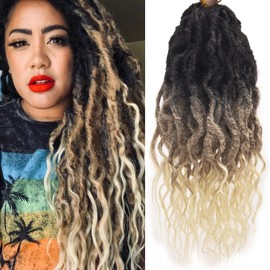 Faux Locs Crochet Hair 18Inch Soft Locs, 8Packs Crochet Locs With Curly Ends Dreadlock Extensions Boho Faux Locs Crochet Braids (1B/27/613, 18(Pack of 8))