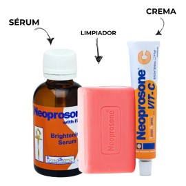NEOPROSONE Express Kit Sérum + Crema + Limpiador Antimanchas Blanqueador Despigmentante con Vitamina C Antiedad RUTINA COMPLETA SKIN CARE VIRAL