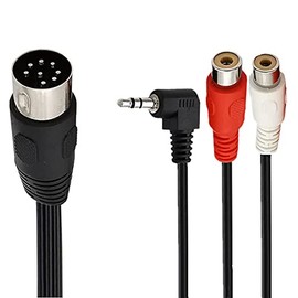 Seadream 6Feet Large 8 Pin DIN to 2RCA Female and 3 Port 3.5mm Right Angle Male Audio Cable