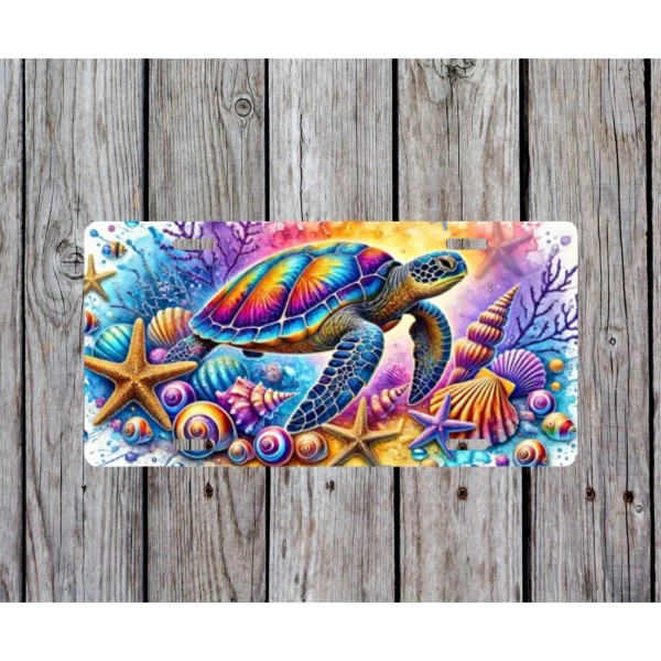 Unbranded Sea Turtle and Shells Novelty License Plate