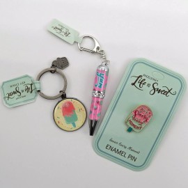 AngelStar Life is Sweet Popsicle Savor Every Moment Key Chain Lapel Pin Pen set