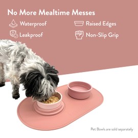 KindTail Dog and Cat Food Mat - Waterproof, Food-Grade Silicone Pet Feeding Mat for Food and Water Bowls - Raised Edges Protect Floors - Non-Slip Grip - Dishwasher Safe - 19 x 11 Inches, Light Green