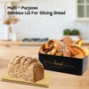 Holismo Bread Box with Bamboo Cutting Board Lid, Metal Bread