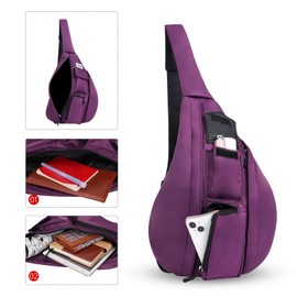 HAWEE Travel Chest Bag Sling Shoulder Bag Backpack Crossbody Shoulder Bag Daypack Casual for Men Women Teenager Work Travel Study Outdoor Climbing Hiking Running, dark purple, Urban