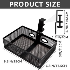 WOPPLXY Mesh Desk Organizer and Clamp-on Swivel Pencil Drawer, Rotary Under Desk Drawer Extra Sturdy C-Clamp Mount System and Easy to Instal, 360°Rotatable Under Desk Storage Drawers (Black)