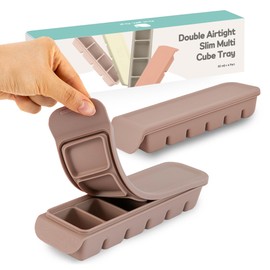 Firgi 6 Section-1oz, Taupe Brown Breastmilk Freezer Storage Trays, Food Grade Silicone Tray container Leak Resistant with Lids Baby, Toddler Food Fruit Vegetable Purees Storage Container | BPA Free