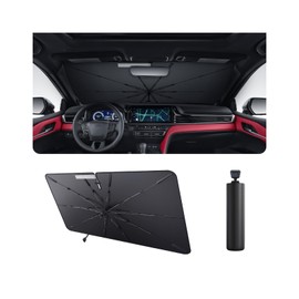 2025 Upgrade Car Windshield Sun Shade Windshield Sunshade Umbrella [Star Fabric] Protect Car from Sun Rays&Heat Damage Keeps Vehicle Cool, Spring Structure Edge Fits Sedans,SUVs,Trucks,Hatchbacks (M1)