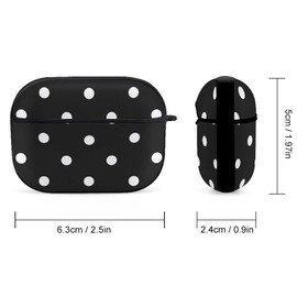 YouTary Polka Dot Black and White Simple Pattern Compatible with Airpods Pro Case Cover with Keychain Headphone Cover Unisex Shockproof Protective Wireless Charging Headset Accessories