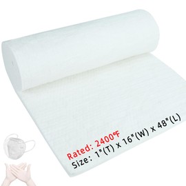 BOKE YOUNG 48"x16"x1" (Thick) Ceramic Fiber Blanket Fireproof Insulation Baffle, 2400°F Limit Temperature, High-Temperature Resistance, Used in Wood Stove Baffles, Chimneys, Various Stoves, Forge