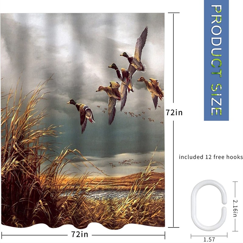 Abaysto Hunting Flying Wild Ducks Shower Curtain,Bath Curtains Bathroom Decor