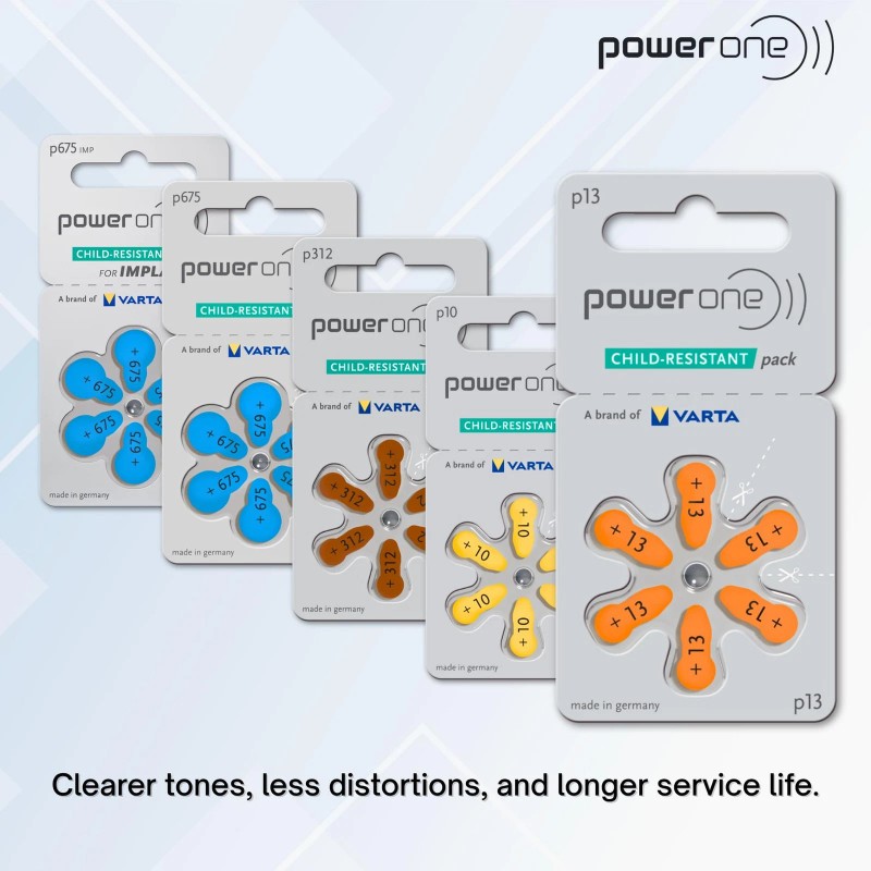 Powerone P13 Hearing Aid Batteries 6 Pack Long Lasting Zinc