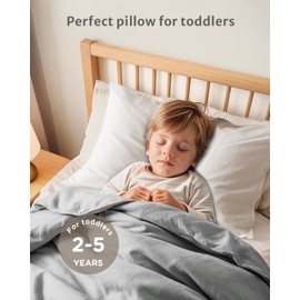Babebay Toddler Pillow,13X18 Soft Toddler Pillows for Sleeping, Machine Washable Kids Pillow with Cotton Pillowcase, Perfect for Travel, White