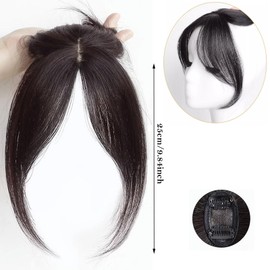 KCTOAMZ Bangs Postizos 3D para Mujer - Extensiones de Cabello con Parte Media, Cobertura Natural de Línea del Cabello para Cabello Fino o Escaso, Uso Diario, Color Marrón Negro