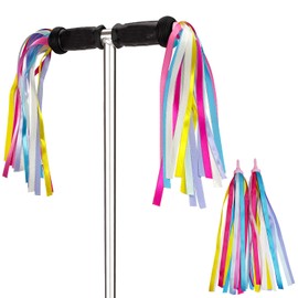 REEKNOKOL Bike Tassels for Girls, Kid's Bike Streamers Bike Tassels for Girls Boys Colorful Girls Bike Accessories Kid's Scooter Ribbons for Girls Boys Bicycle Scooter Handgrip (Rainbow)