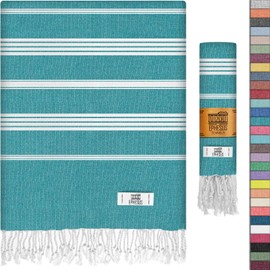 EPHESUS TOWELS Turkish Beach Towel - 38x70 inch Oversized - Sultan Design - Turkish Towel for Beach, Bath, Pool, Gym, Yoga - Prewashed, Lightweight, Quick Dry (Oil Green, Sultan)