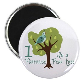 CafePress 1 Partridge In A Pear Tree Magnets 2.25" Round Magnet, Refrigerator Magnet
