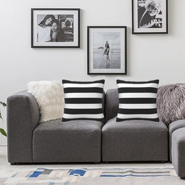 Stripe Black and White Farmhouse Throw Pillow Covers 18x18 in Pillow Case Soft Outdoor Pillow case Cushion Covers Set of 2 for Sofa Bed Bedroom Car Chair Living Room Home Decorative