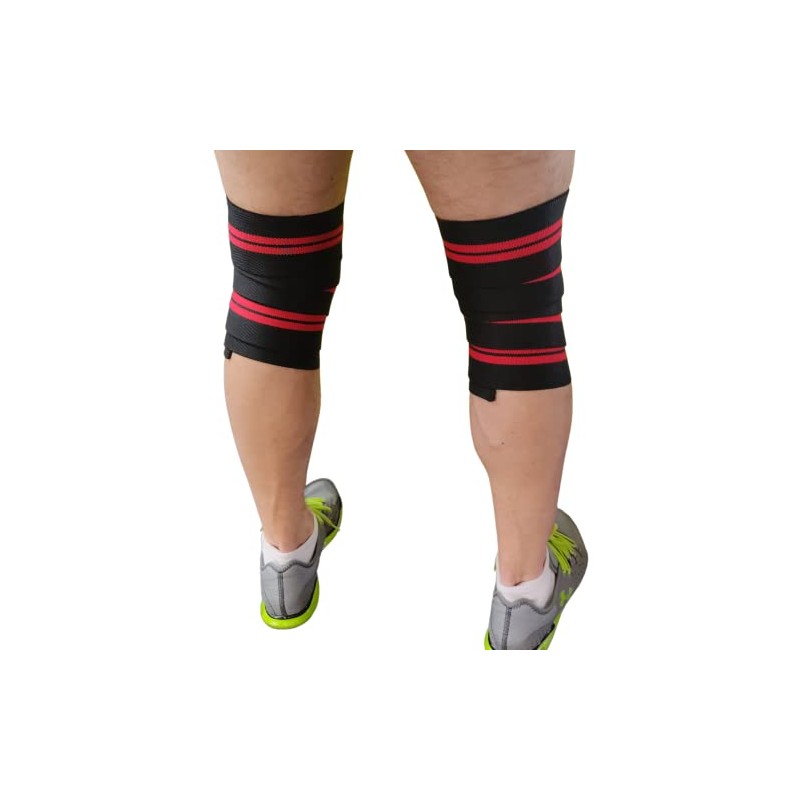 Knee Wraps Vendas elásticas levantamiento de Pesas Paquete con un