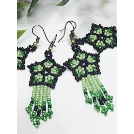BeadsCorner NEW SMALL   BEADED FASHION HOOK FLOWERED EARRINGS