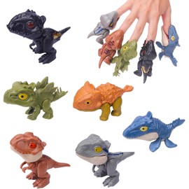 KATELUO Dino Bite Finger, 6 Pieces Dinosaur Finger Toy, Small Dinosaur Figures Set, Dinosaur Toy, Suitable for Children, Boys and Girls, Snap Dinosaur Toy