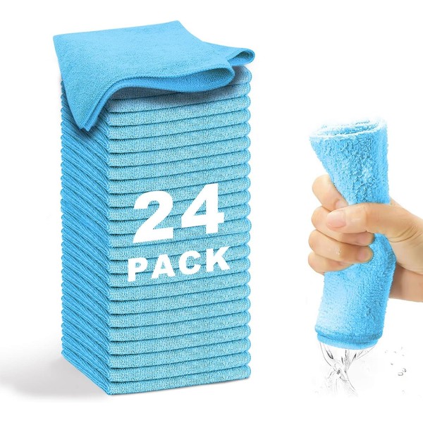 REUCLOTHIM Microfiber Cleaning Cloth 24 Pack Cleaning Towels,13"x13" Highly Absorbent