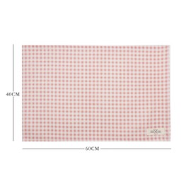 wellhouse Cotton Linen Placemat, Large, 23.6 x 15.7 inches (60 x 40 cm), Checkered Pattern, Cloth, Table Mat, Set of 4 (Pink)