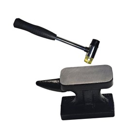 SM SunniMix Mini Iron Horn Base Hammer Set DIY Supplies Multifunction with Rubber Hammer Jewelry Making Tools for Metal Stamping Chasing