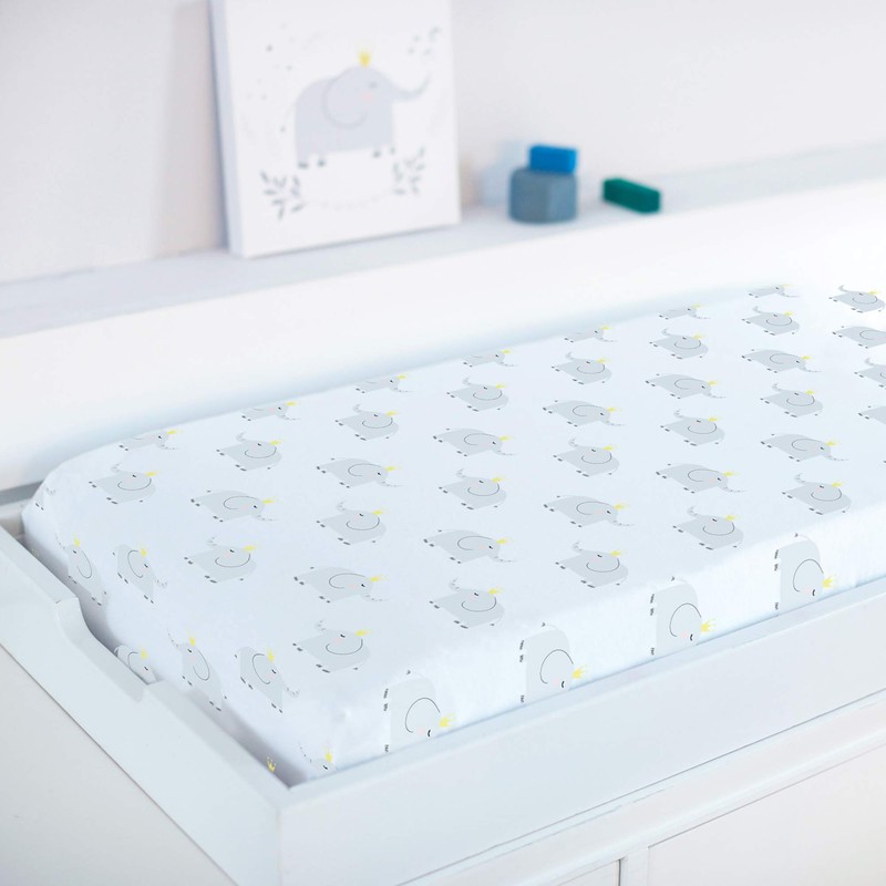 Hello Spud - Gray Elephant Changing Pad Cover Organic Cotton