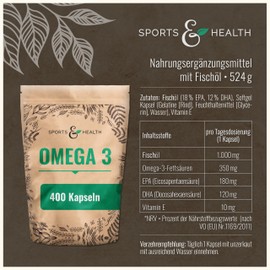 CDF Sports & Health Solutions Omega 3 Fish Oil Capsules, High Dose 400 Capsules in Special Quality, 1000 mg Omega 3 Fatty Acids Per Capsule, Quality of Fish Oil Capsules Tested in Germany