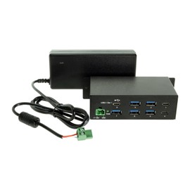 Coolgear USB-C 7 Port Hub 3X Type-C 5X Type-A - DIN Rail - Power Adapter