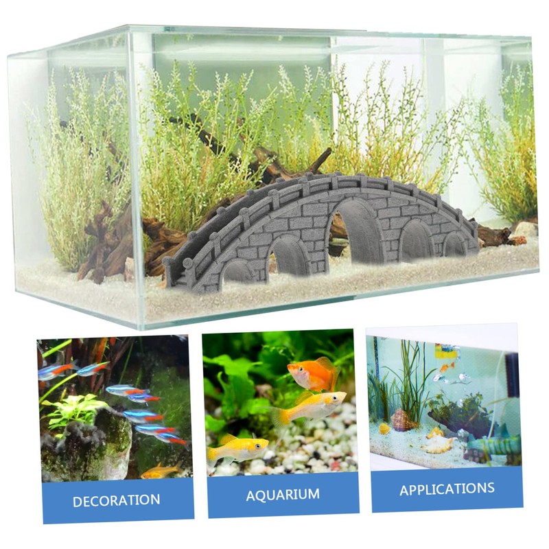 Sosoport Stone Bridge Ornament for Fish Tanks Aquarium Decor Landscape