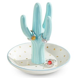 PUDDING CABIN - Soporte para anillos de cactus para mujer, regalo de cumpleaños para mujeres, mamá, amiga, macarón con puntos, decoración de habitació