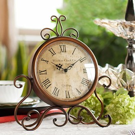 HZDHCLH Vintage Table Clocks for Living Room Bedroom Decor, Silent Decorative Farmhouse Shelf Clock Battery Operated, Small Rustic Mantel Clock with Roman Numerals