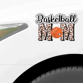 Basketball Mom Sticker, Leopard Print Basketball Vinly Decal for Cars Laptops, Windows, Walls, Fridge, Toilet and More - Sport Theme Stickers 15in