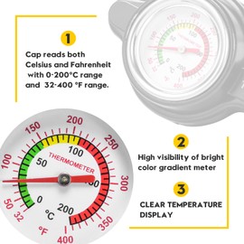 Tapa de radiador de alta presión con medidor de temperatura, Huazu 1.8 bar 25.6 psi universal para Honda, Kawasaki, Suzuki, Husqvarna Dirt Bike, Yamaha Motorcycle ATV modelos