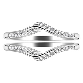 Uloveido 925 Sterling Silver Cubic Zirconia 2 Stackable Rings Enhancer for Women Wedding Engagement Anniversary Promise Rings Y1516 (Size 9)