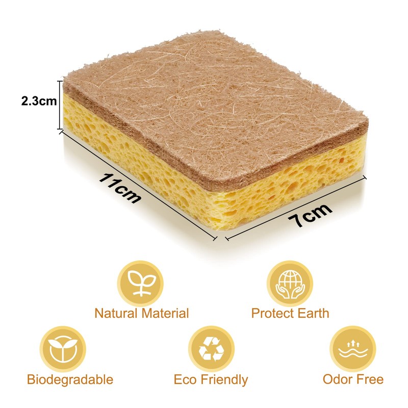 8 Pack Eco Compostable Sponge Kitchen Dish Sponge Biodegradable Washing