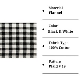 Flannel Fabric by The Yard | 60" inches Wide Flannel Fabric | 100% Cotton Flannel Fabric for Baby Blanket, PJ, Shirt, Cloth Flannel Craft Fabric - Black & White Flannel Fabric - 1 Yard