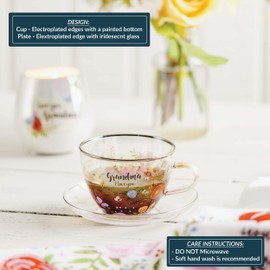 Pavilion- Grandma - 7 oz Glass Tea Cup and Saucer