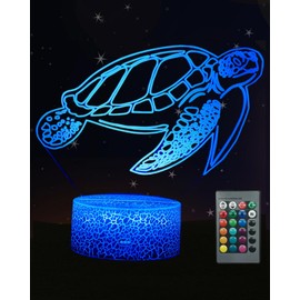 Kenmaca Ocean Sea Turtle Night Light for Boys Girls Bedroom, 3D Illusion Lamp 16 Colors Changing Dimmable Room Decor, Touch & Remote Control, Birthday Christmas Toy Gift Toddler Kid Teen